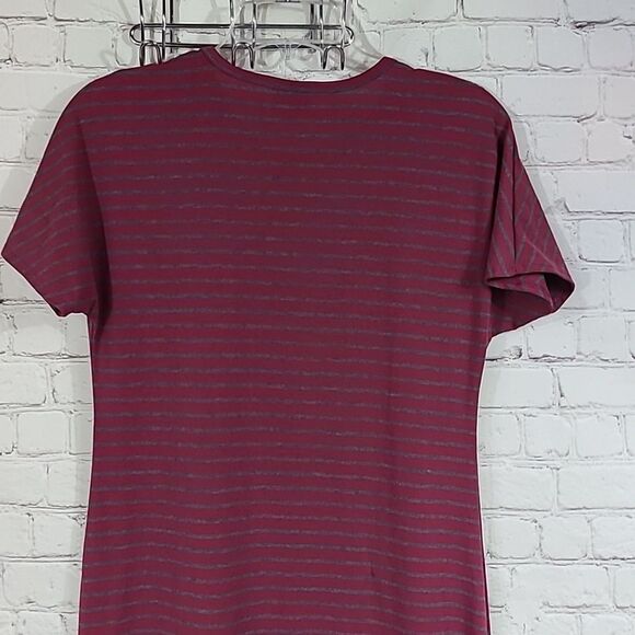 LuLaRoe Maria Maxi Dress XS 2/4 Burgundy Stripe A-line Cap Sleeve Long Jersey - Picture 8 of 8